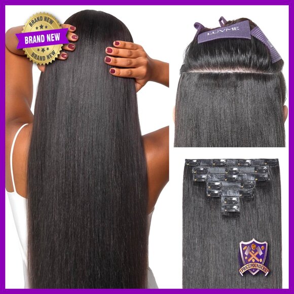 20 Inch Real Human Hair Clip In Extensions 7 Piece Set Yaki Straight main image 4